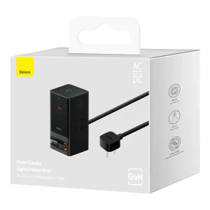 Baseus PowerCombo 65W Digital PowerStrip 3AC+1U+1C+Retractable-C with 1.5m power cord - Image 5