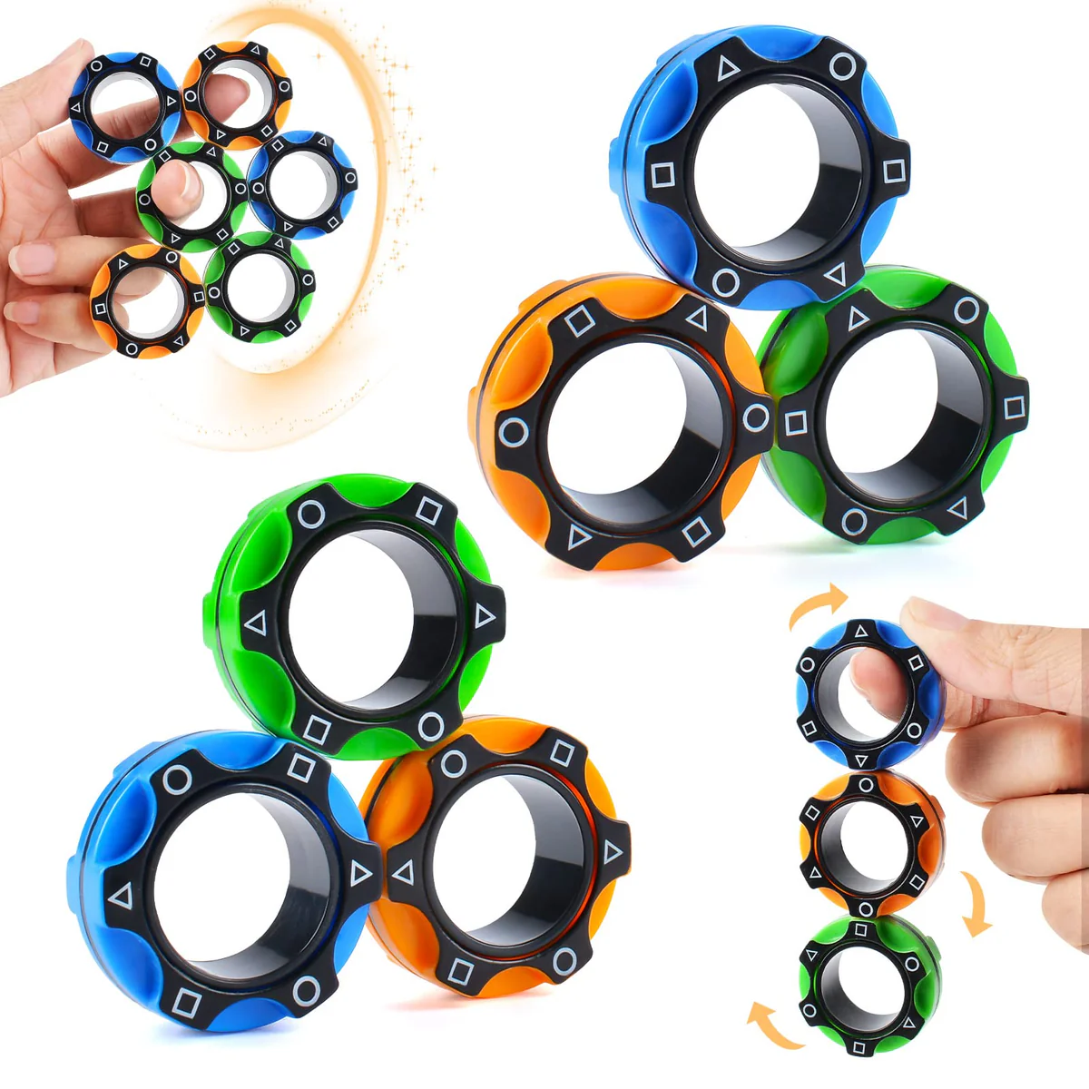 Magni Rings Fidget Magnetic Finger Rings Fidget Spinner Toy Anti-Stress Anxiety Relief ...