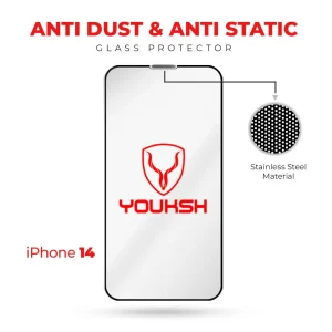 YOUKSH Apple iPhone 14 Anti Static Glass Protector With YOUKSH Installation Kit - Image 1