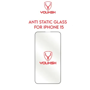 YOUKSH Apple iPhone 15 Anti Static Clear Glass Protector With YOUKSH Installation Kit - Image 1